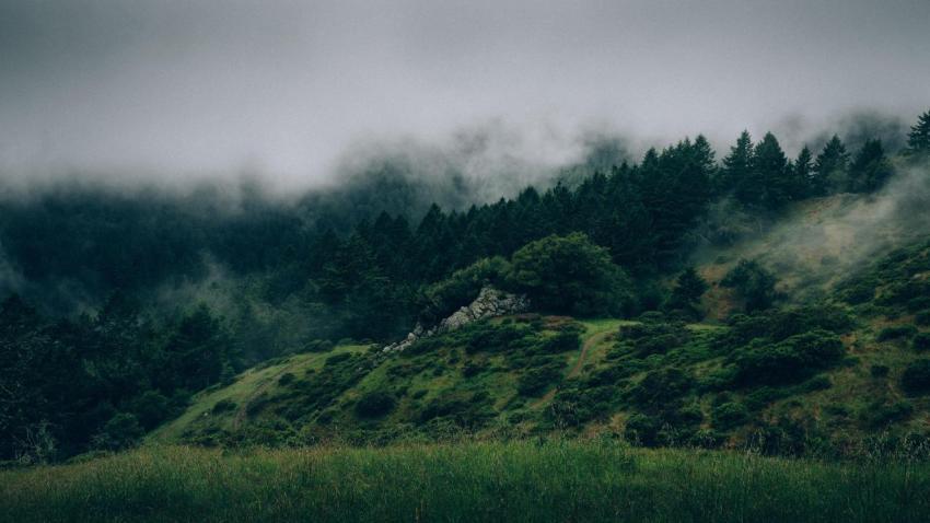 Foggy Mountain Landscape 4k wallpaper