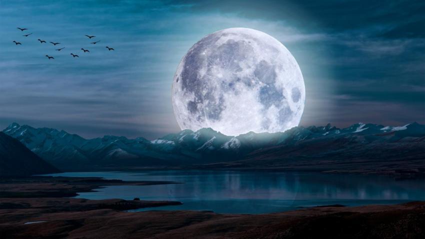 Full Moon Over Mountains 4k Wallpaper