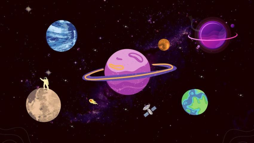 Cartoon Space Adventure Wallpaper