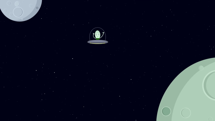 Cartoon UFO And Alien Aesthetic Wallpaper