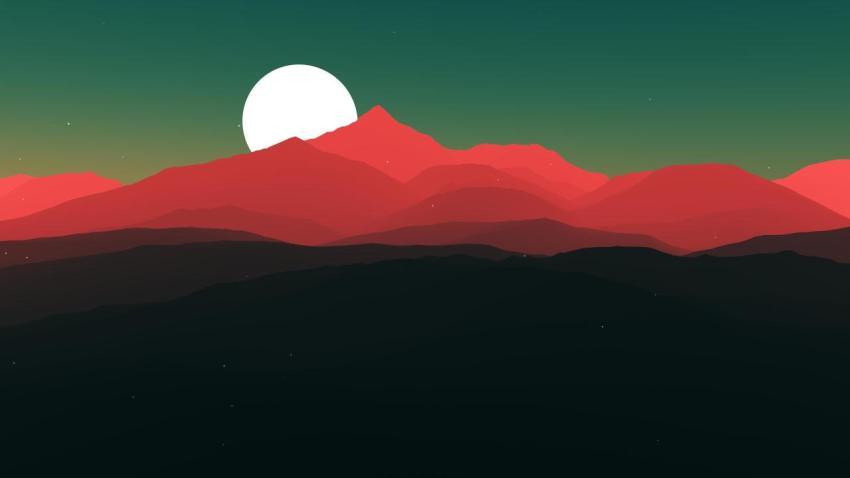 Minimalist Red Mountain Landscape Wallpaper