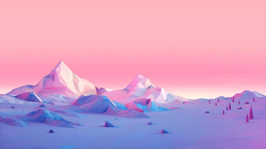 Crystalline Mountains: 3D Render Wallpaper