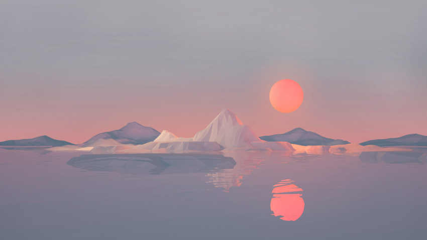 Sunset on Ice Minimalist Wallpaper