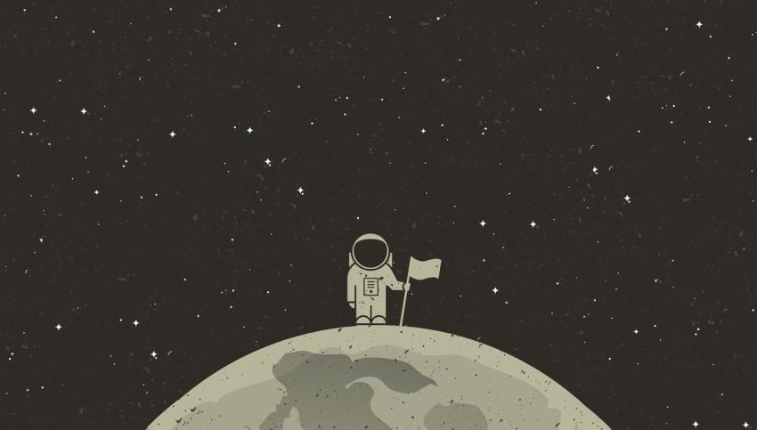 Retro Astronaut on Moon Wallpaper