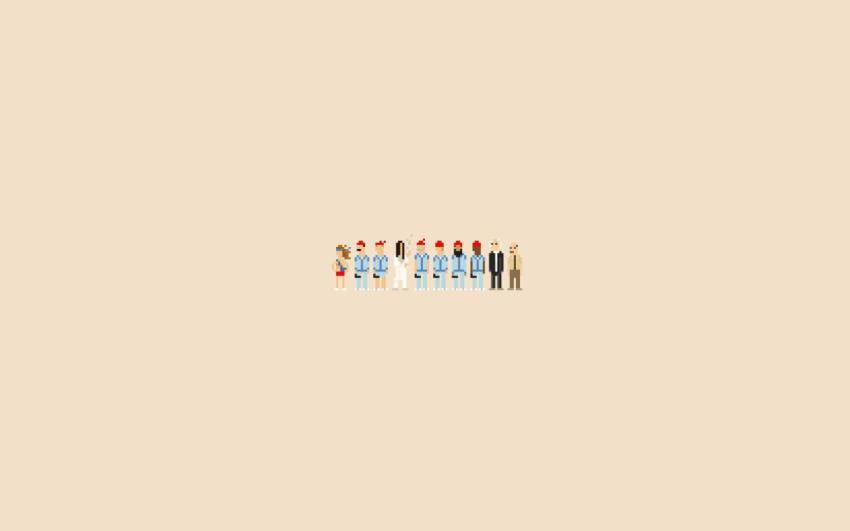 Minimalist Pixel Art Figures Aesthetic Wallpaper