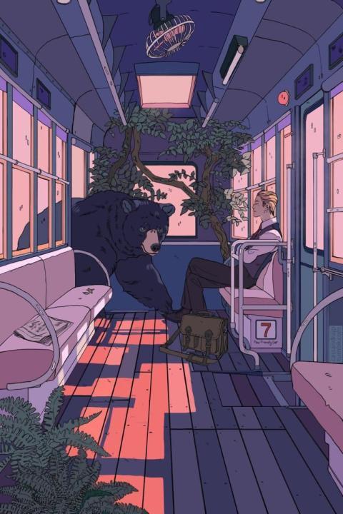 Surreal Subway Art Anime Mobile Wallpaper