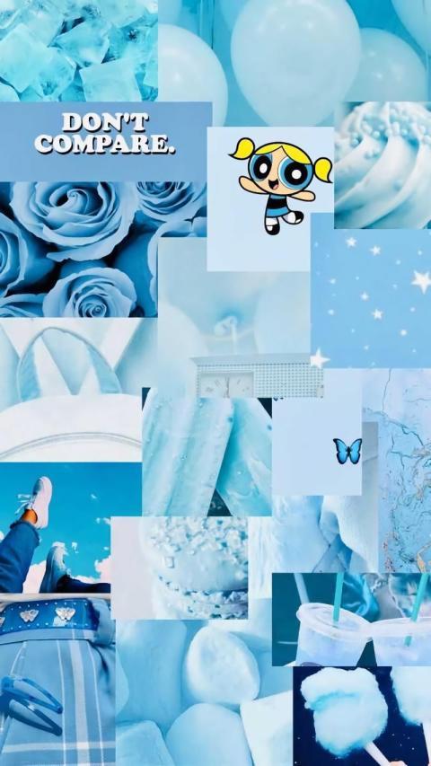 Aesthetic Blue Light Collage Samsung Wallpaper