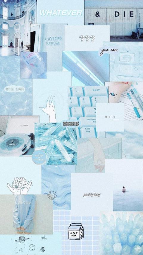 Sky Blue Collage Mobile Wallpaper