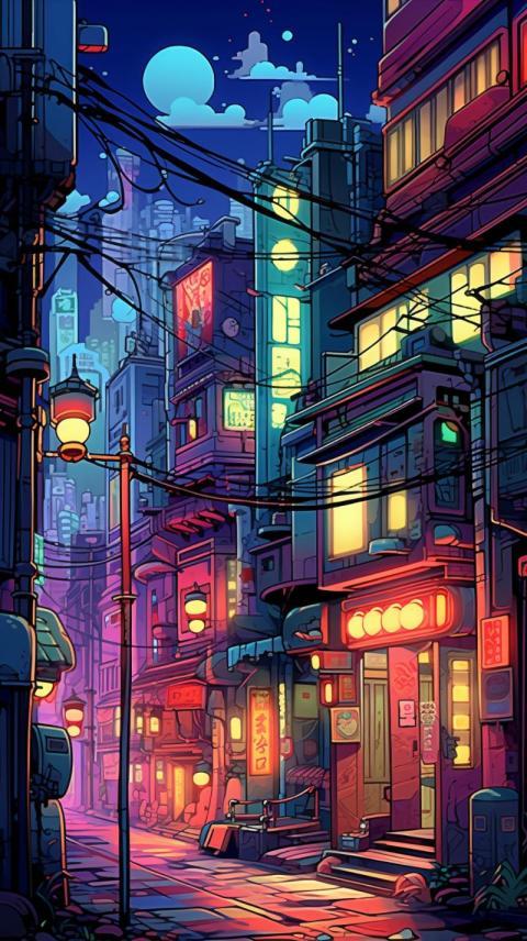 Neon Nights: Yokocho Alleyway Phone Wallpaper